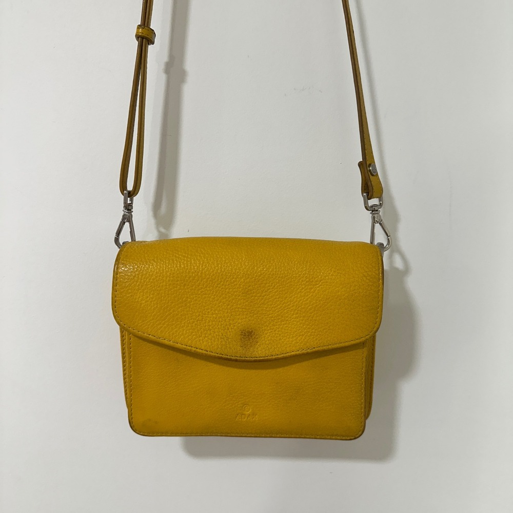 ADAX Yellow Pebbled Leather Crossbody Bag Womens Small Satchel 230192 Mustard